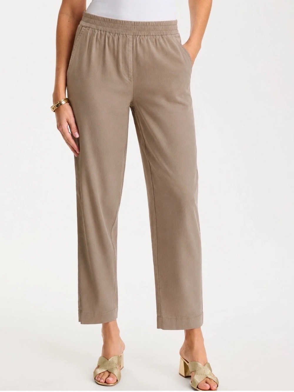 Chico’s Beige Linen Casual Ankle Pants